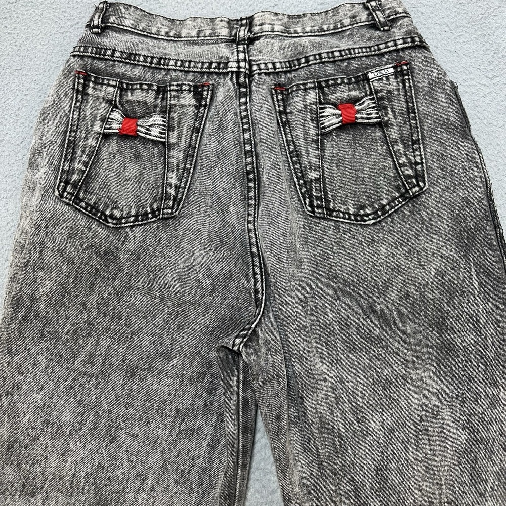Vintage DEB Jeans Womens 11/12 (27x29) Black Acid Wash High Waist Denim Bow tie